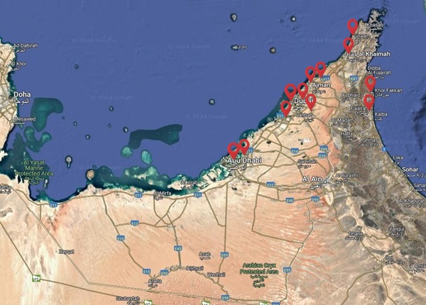 Harta hotelurilor din Emiratele Arabe Unite